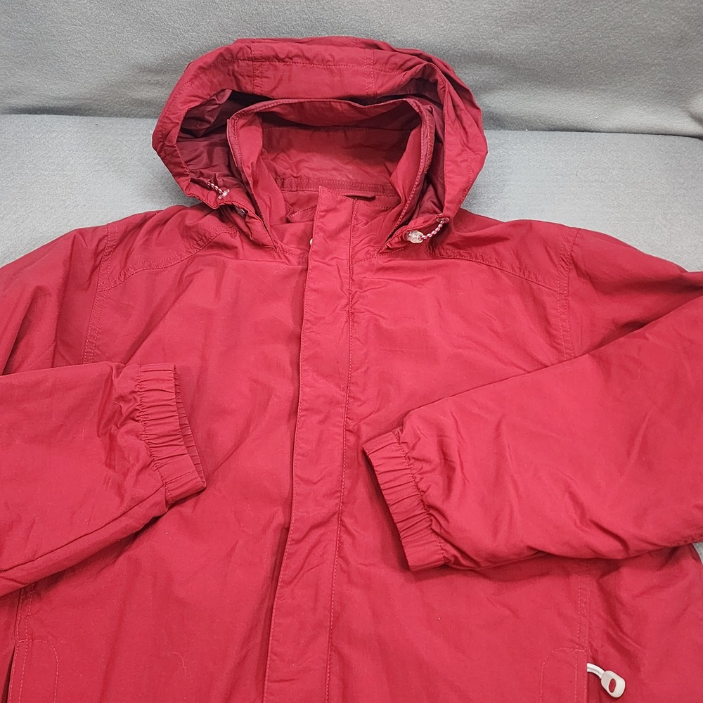 LL Bean Windbreaker Jacket Red Full Zip Hooded Nylon Mens Sz M